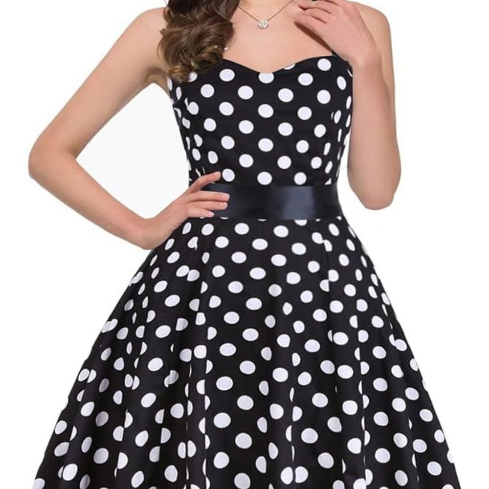 Women's Vintage Polka Dot Halter Dress